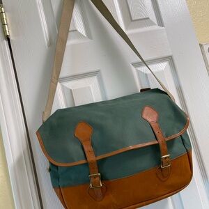 L.L. Bean Green and Tan Messenger Bag